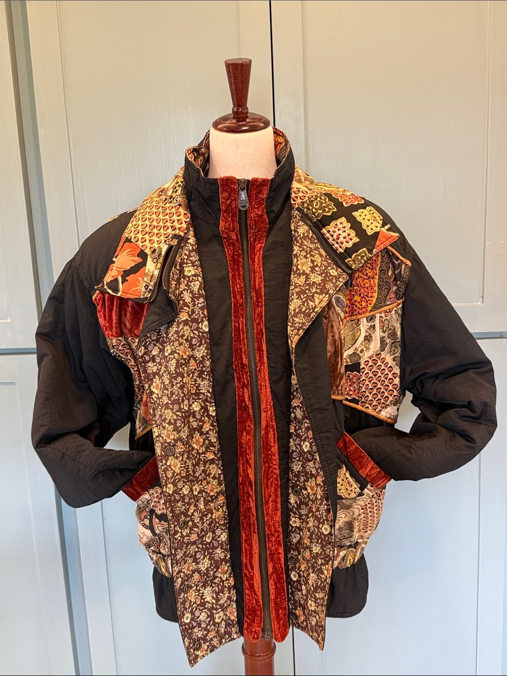 Women’s Winlet Patchwork Quilted Boho Jacket with Velvet Trim